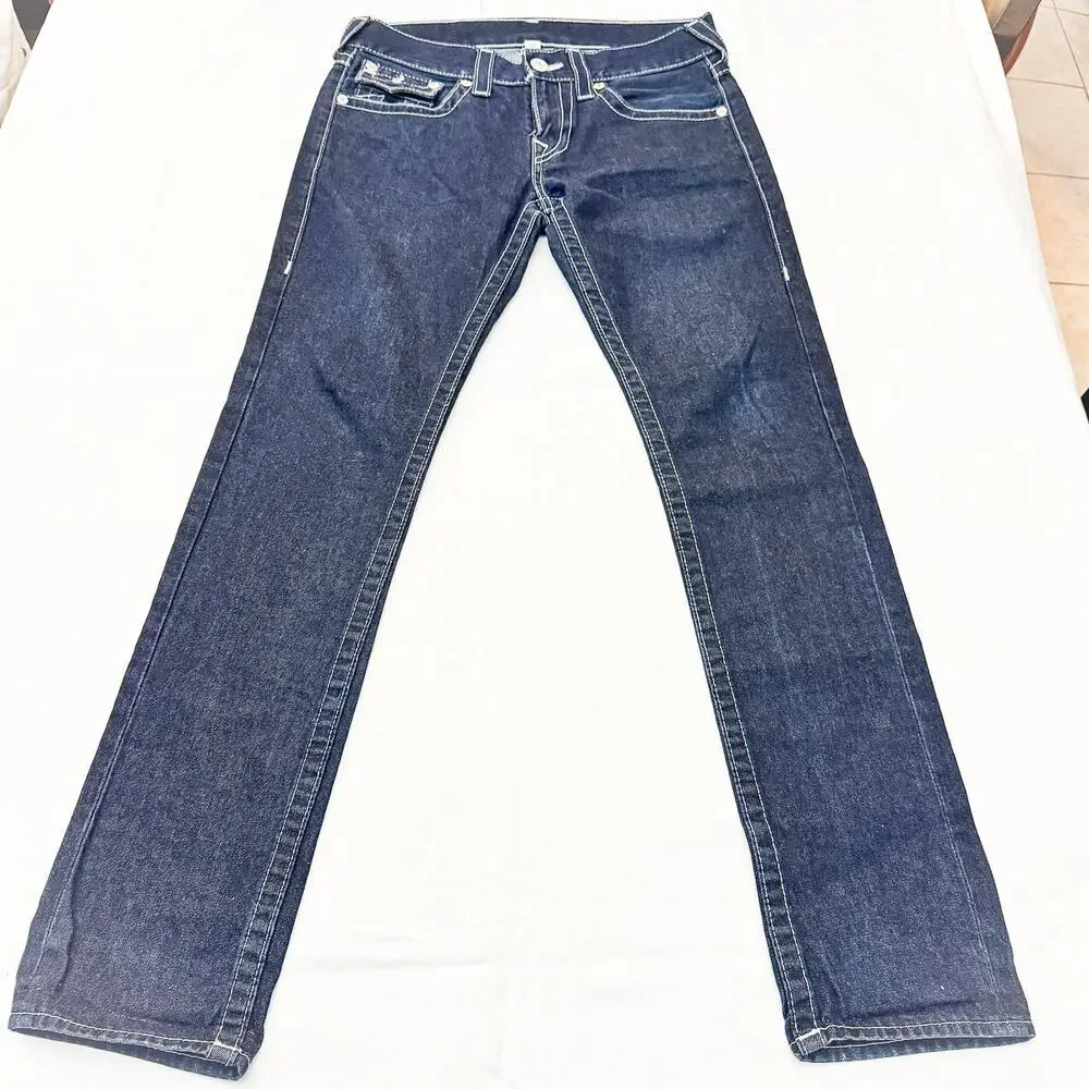 True Religion Skinny Dark Wash Denim Jeans with Flaps Size 29 - Picture 2 of 8